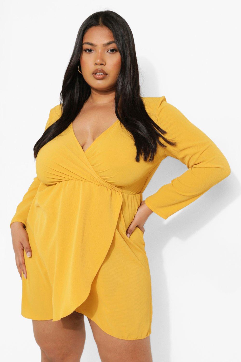 Plus size yellow dresses | boohoo US